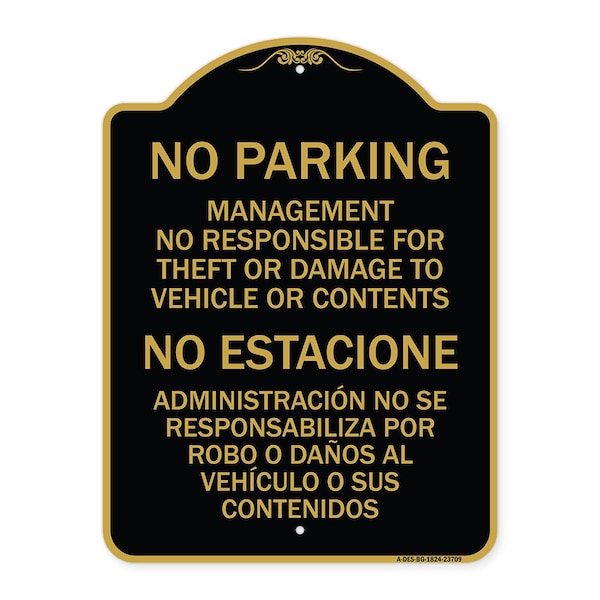 Signmission No Parking Management Not Responsible for Theft or Damage to Vehicle or Contents, BG-1824-23709 A-DES-BG-1824-23709 - main